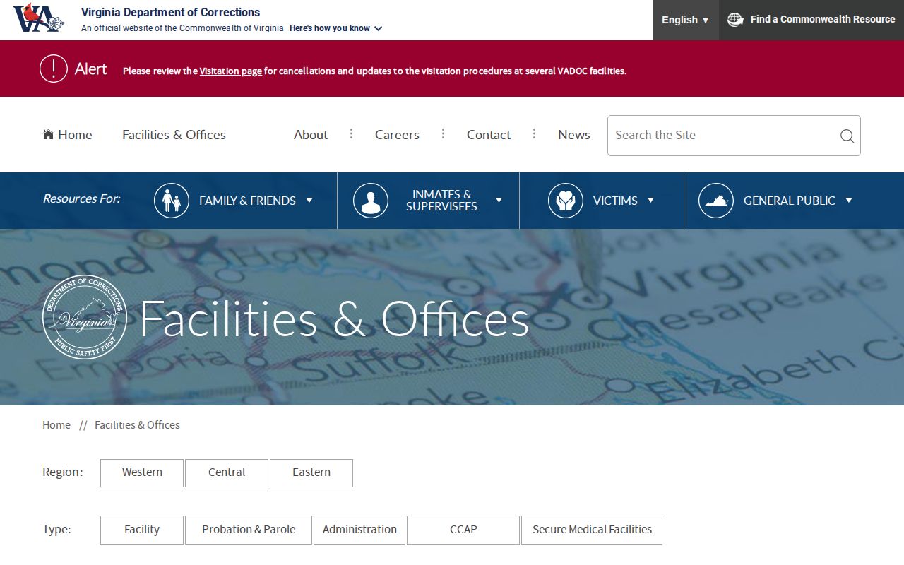 Deerfield Correctional Complex VADOC facility and release records directory